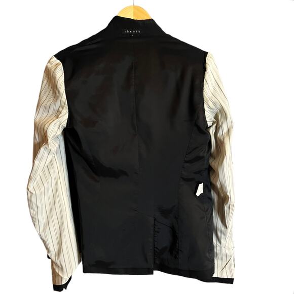 THEORY Black Gabe Blazer Jacket Single Breasted Wool Career Slim Stretch 6 GUC - Picture 4 of 8